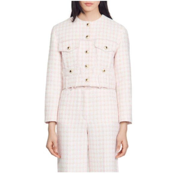 Liano Cropped Tweed Button Front Jacket - Picture 1 of 7